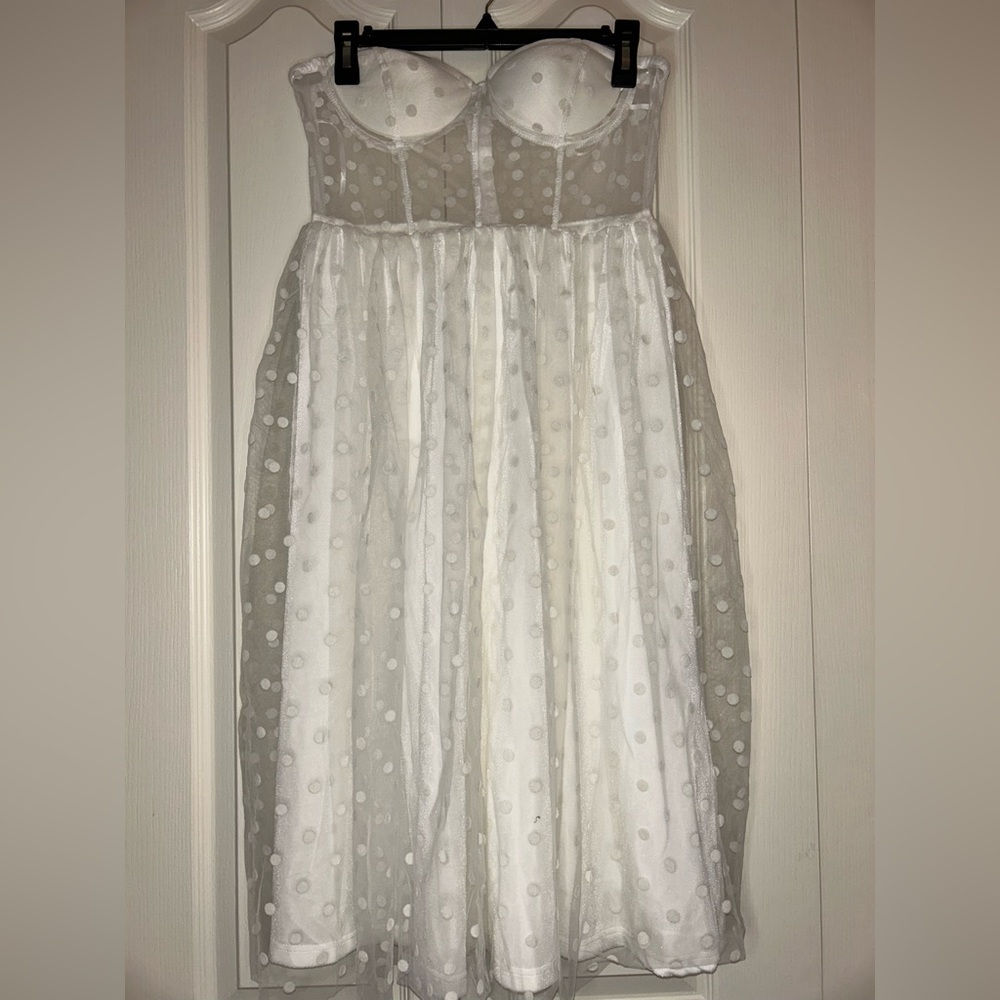 Shein White Polka Dot Midi Dress
